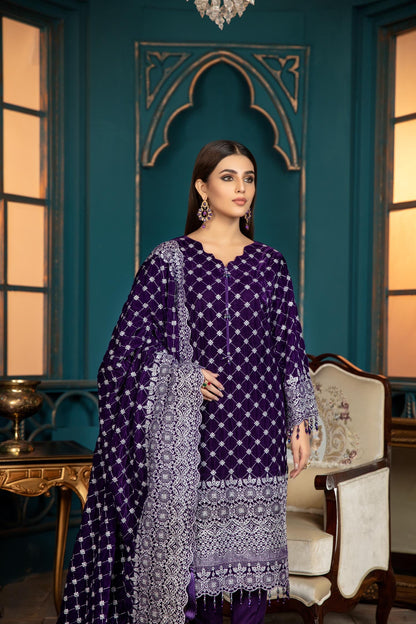 Adan's Libas - Clematis - Embroidered Velvet 3 piece