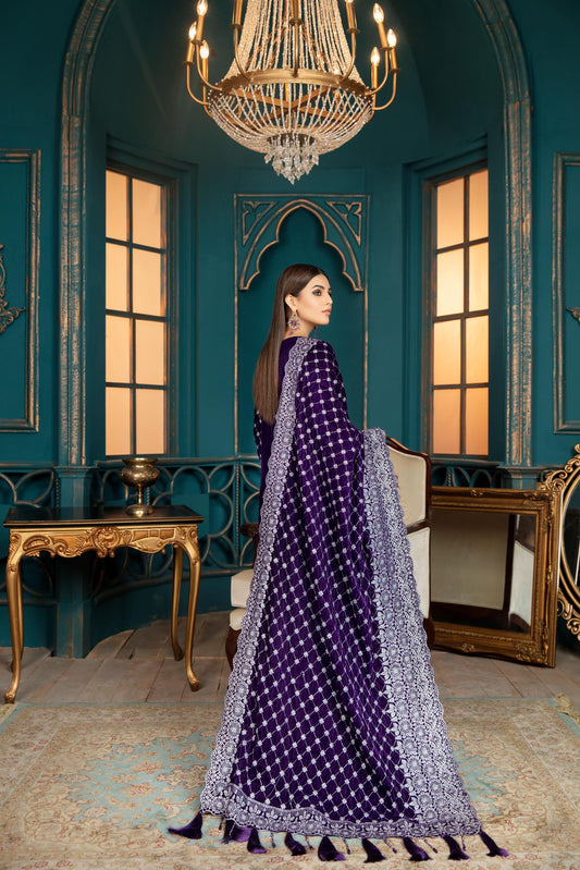 Adan's Libas - Clematis - Embroidered Velvet 3 piece