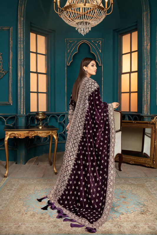 Adan's Libas - Daylily - Embroidered Velvet 3 piece