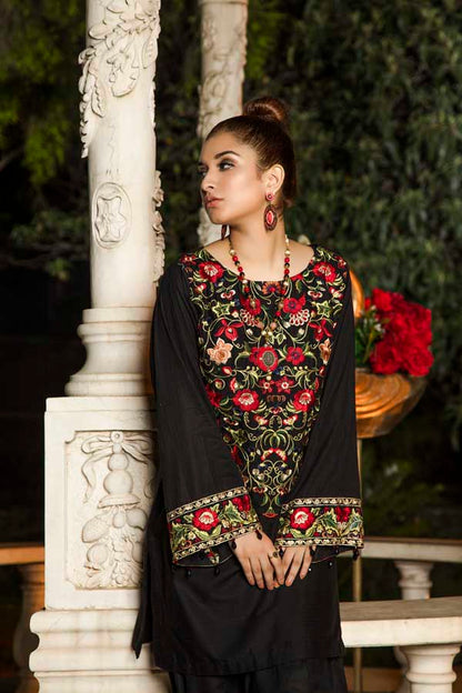 Adan's Libas - Erubescent Black - Premium Embroidered Jacquard Unstiched Lawn Kurti