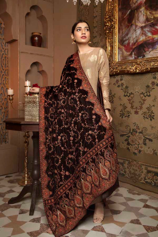 Adan's Libas - Cosmic - Embroidered Velvet Shawl