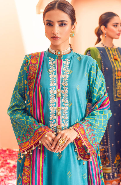 Orient - Unstitched 3 Piece Embroidered Lawn Shirt , Cambric Pant and Lawn Dupatta
