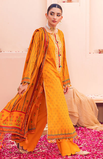 Orient - Unstitched 3 Piece Embroidered Lawn Shirt , Cambric Pant and Lawn Dupatta