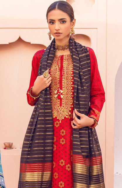 Orient - Unstitched 3 Piece Embroidered Lawn Shirt , Cambric Pant and Fancy Dupatta
