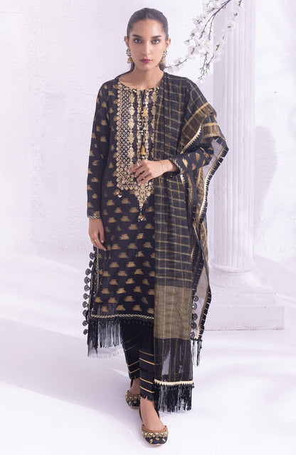 Orient - Unstitched 3 Piece Embroidered Jacquard Shirt , Raw Silk Pant and Fancy Dupatta