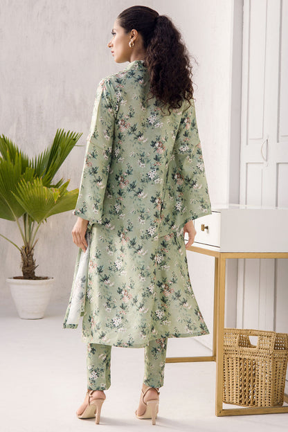 Light Sage Green Raw Silk Printed Kurta