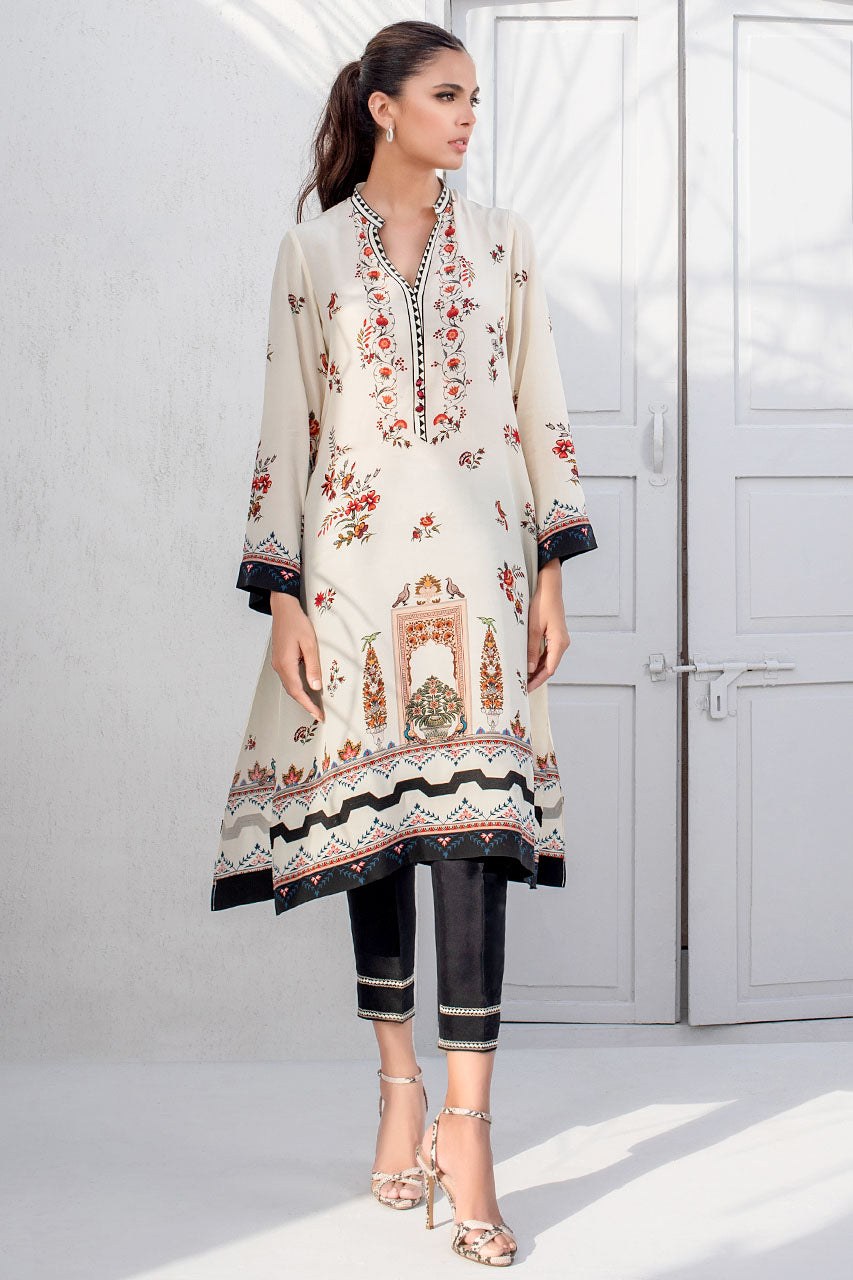 Cream Digitally Printed Kurta