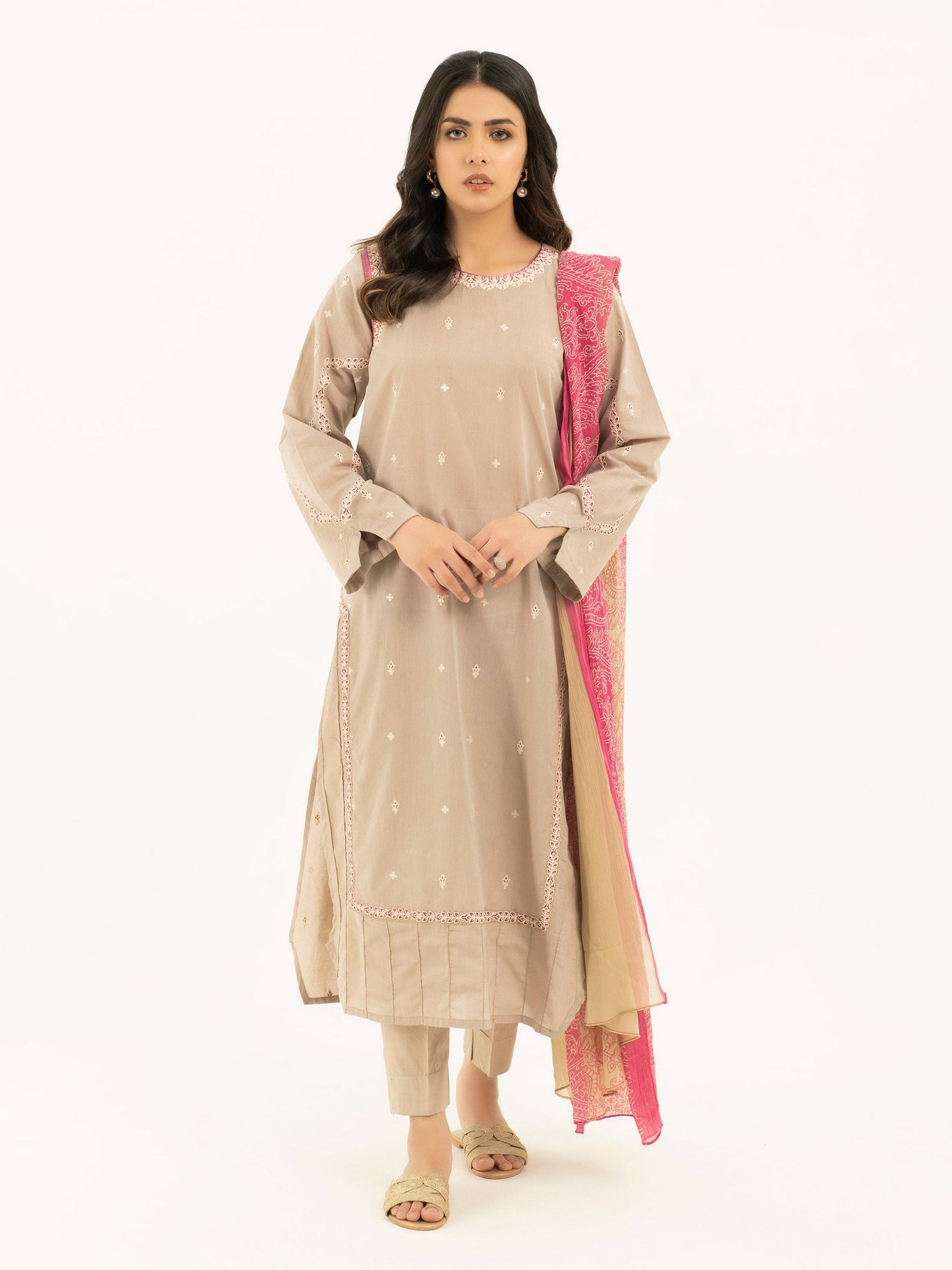 2 Piece Yarn Dyed Suit-Embroidered (Pret)