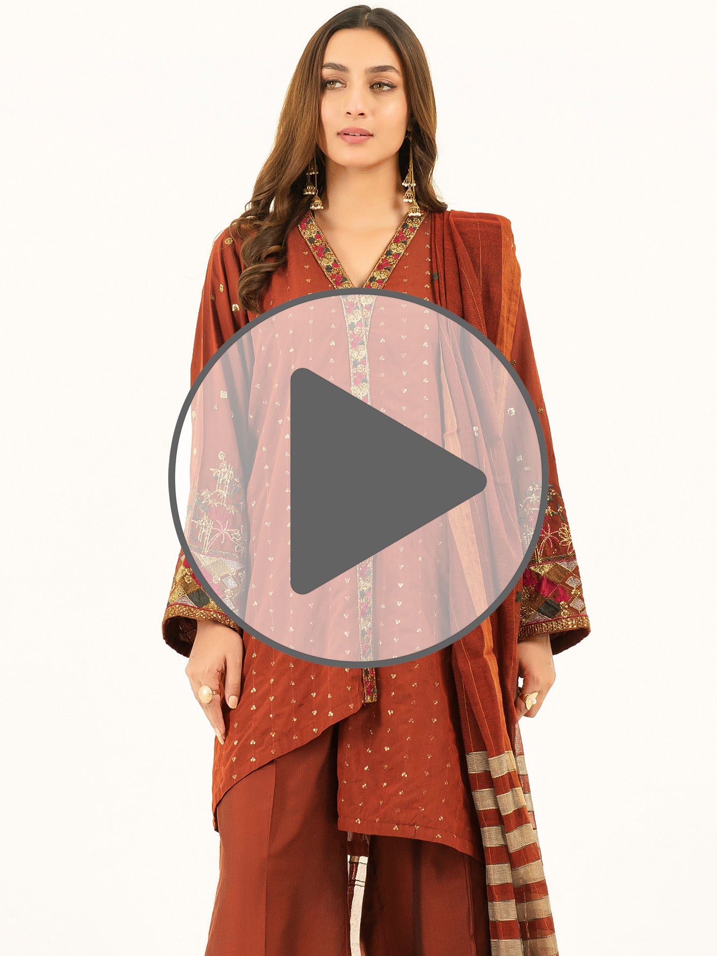 3 Piece Silk Suit-Embroidered (Pret)