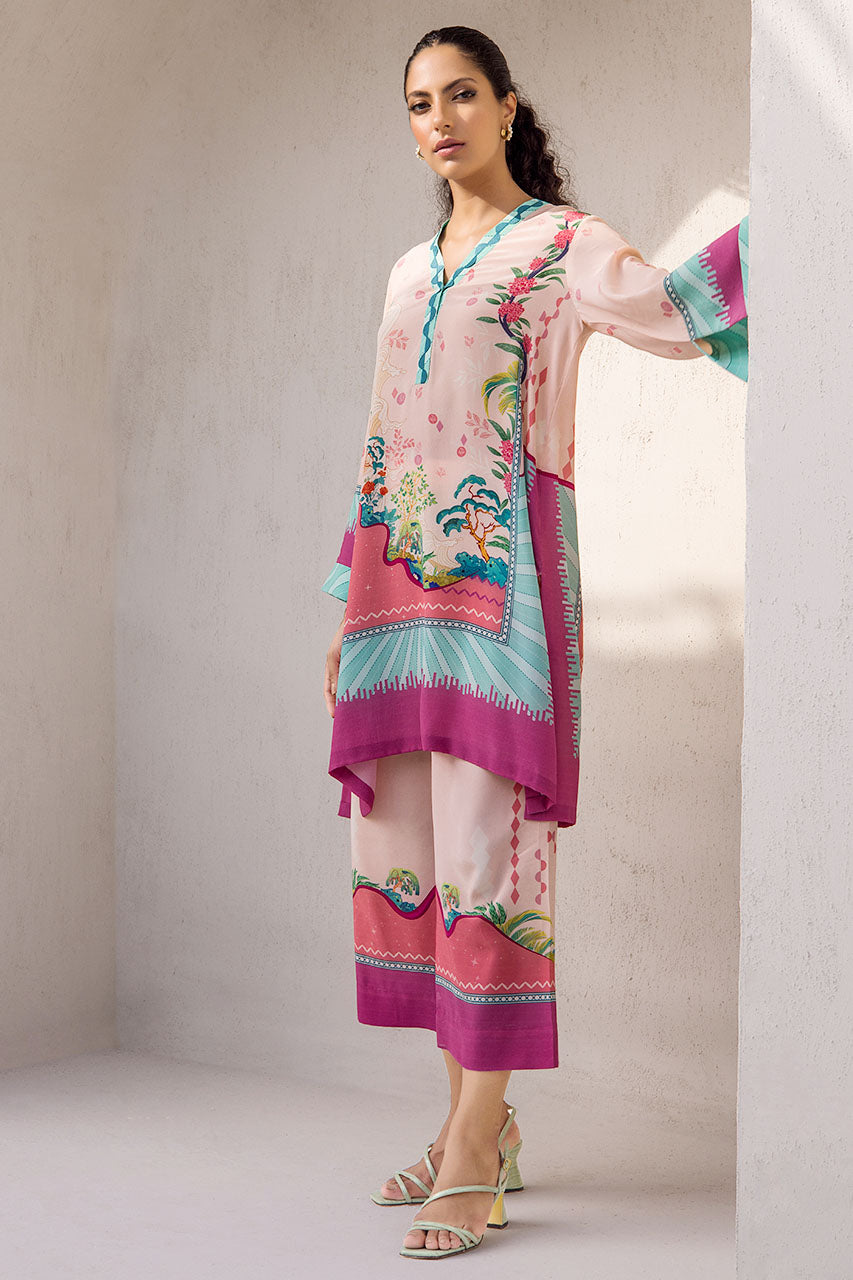 Colour Pop Digitally Printed Crepe Boxy Cut Kurta