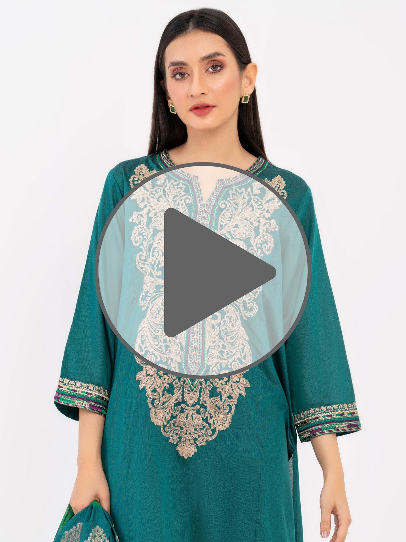 3 Piece Raw Silk Suit-Embroidered (Pret)