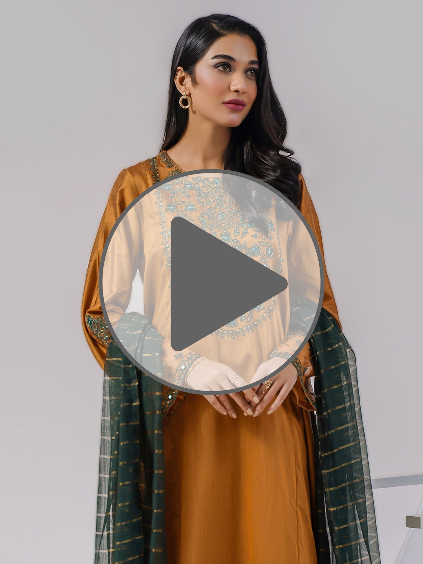 3 Piece Raw Silk Suit-Embroidered (Pret)