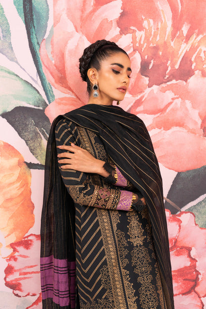 3 Pc Embroidered Cambric Suit With Yarn Dyed Dupatta