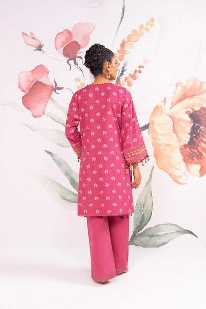2 Pc Embroidered Cambric Suit With Cambric Trouser