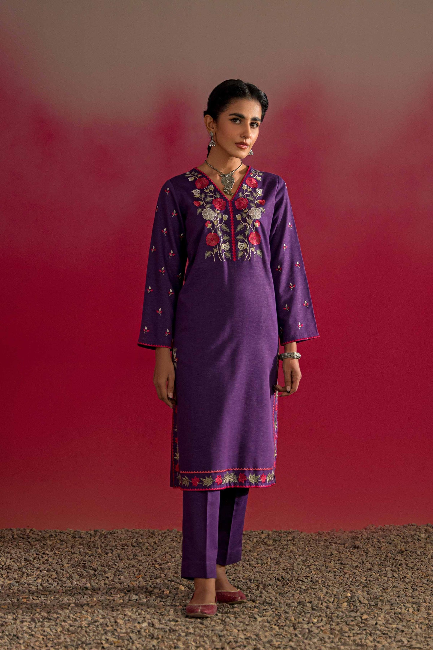 Nishat Linen - 2 Piece - Embroidered Suit - PW23-12