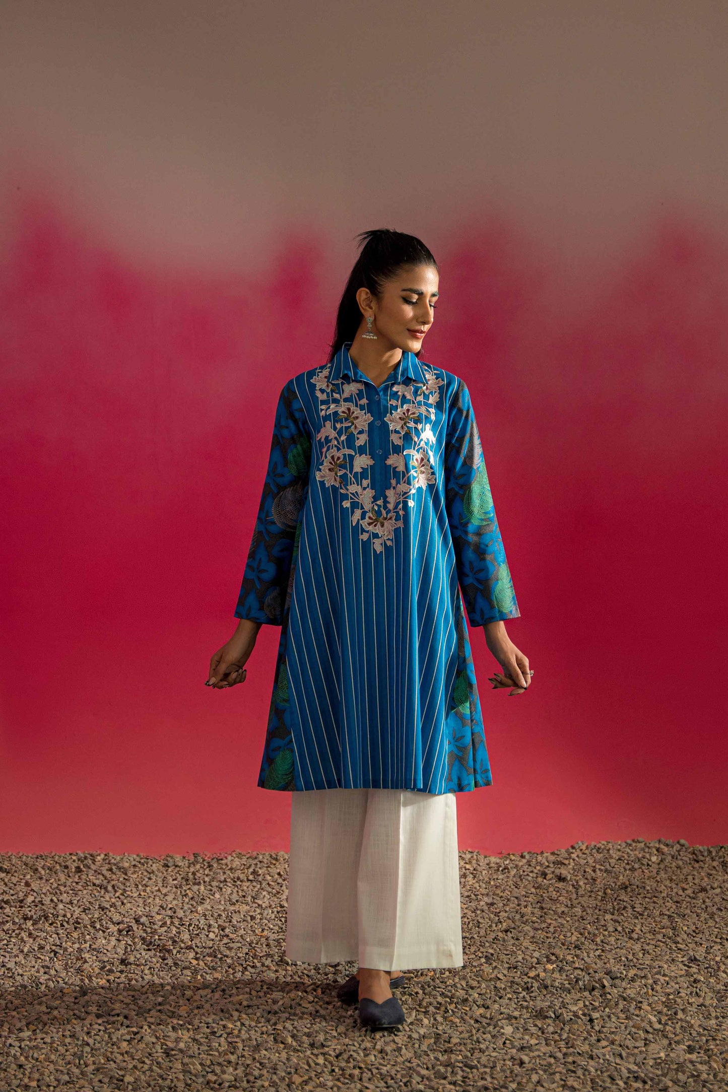 Nishat Linen - Printed Embroidered Shirt - PW23-167