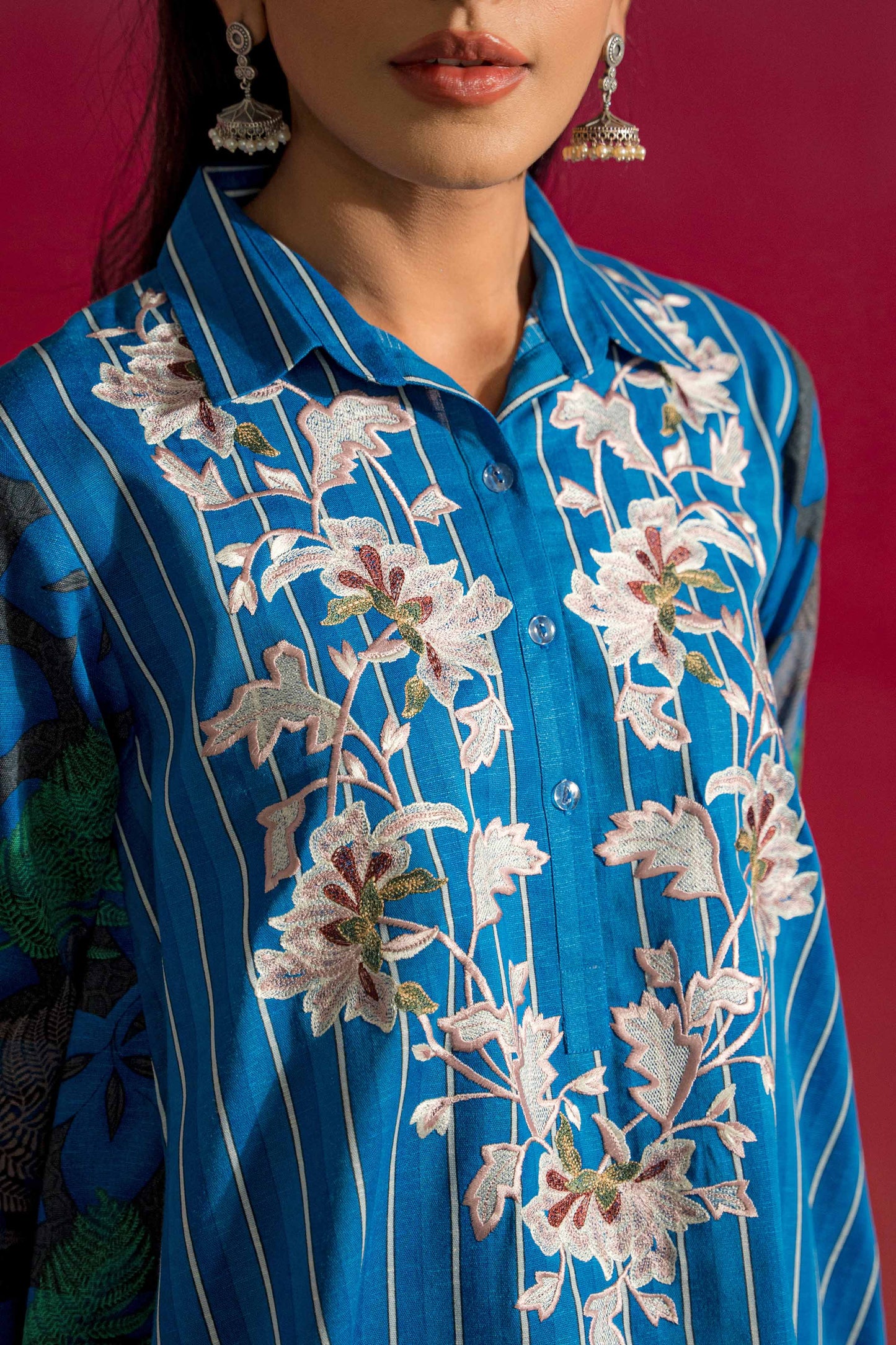 Nishat Linen - Printed Embroidered Shirt - PW23-167