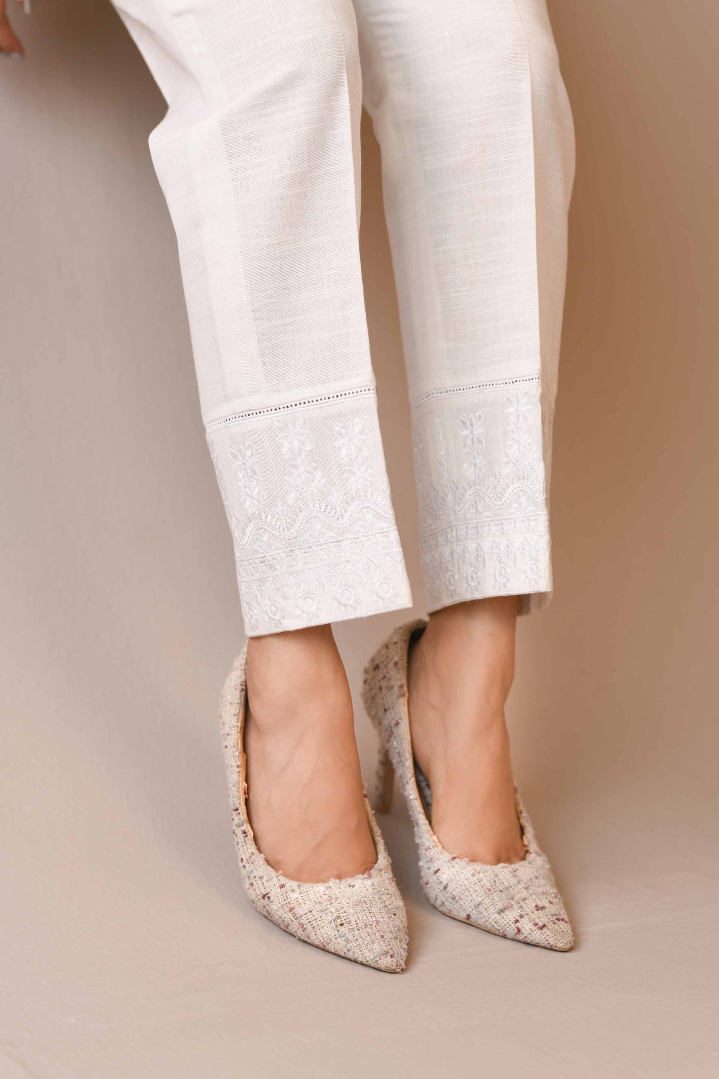 Nishat Linen - Embroidered Trousers - PW23-176