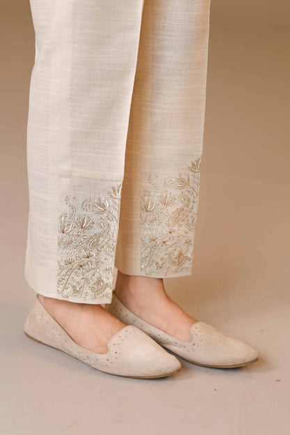 Nishat Linen - Embroidered Trousers - PW23-184