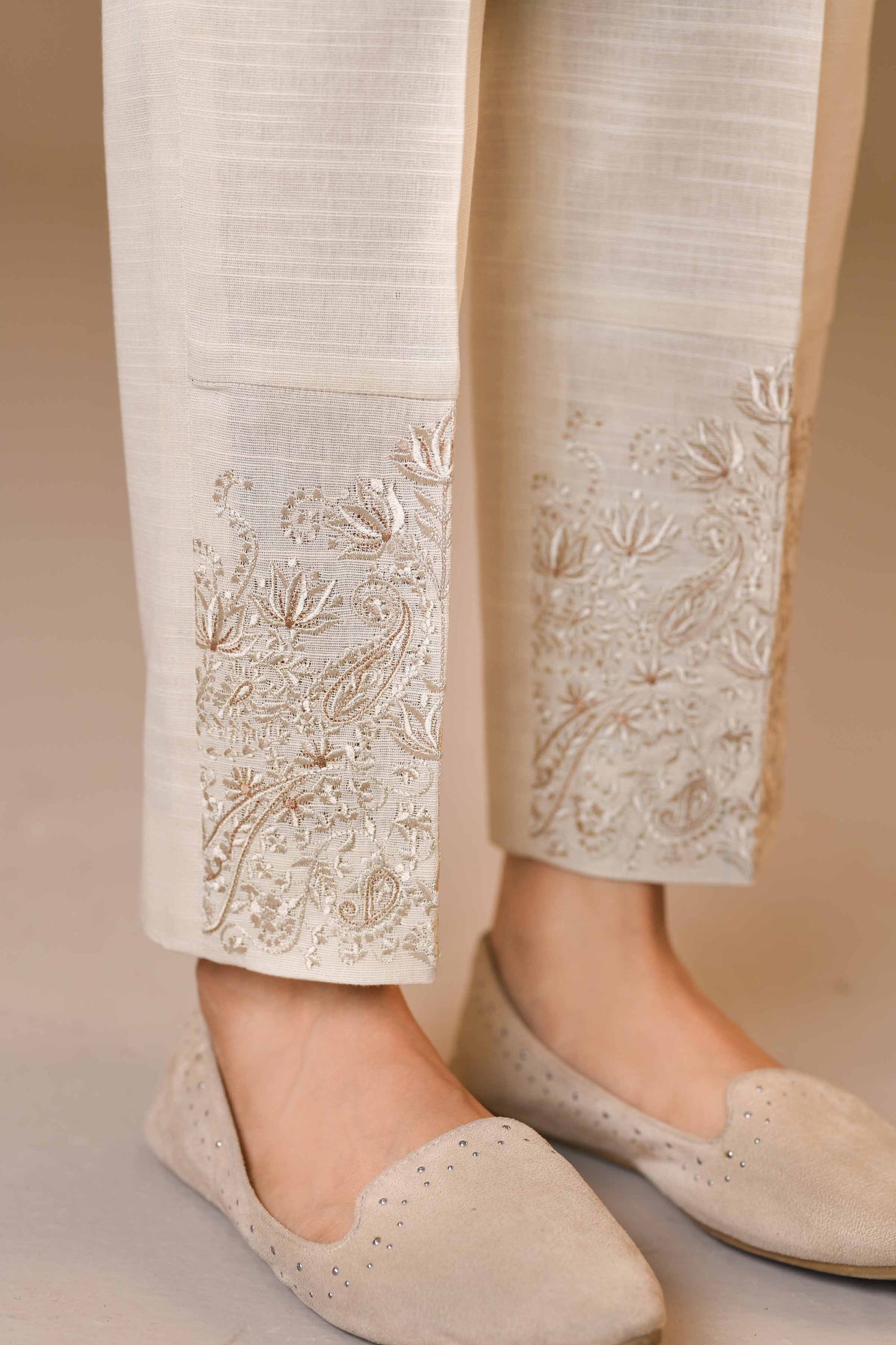Nishat Linen - Embroidered Trousers - PW23-184