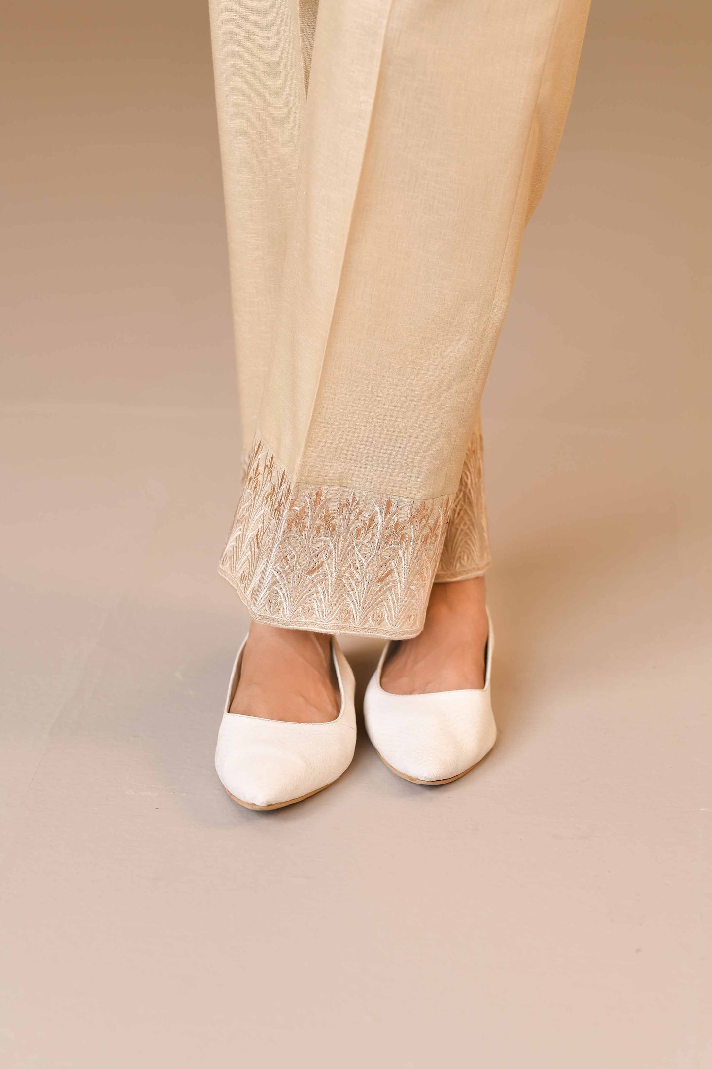 Nishat Linen - Embroidered Trousers - PW23-185