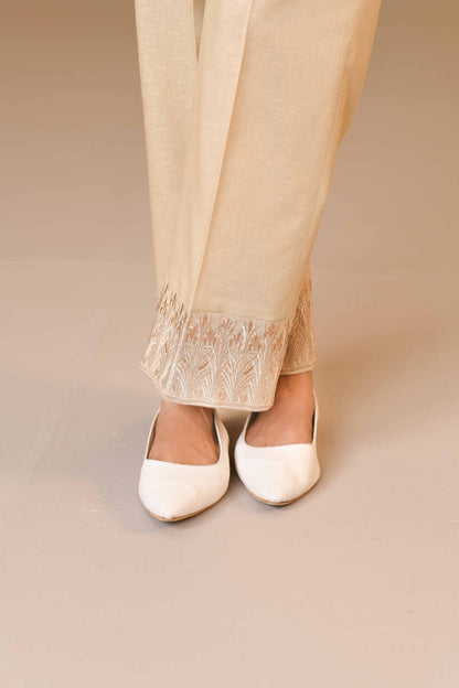 Nishat Linen - Embroidered Trousers - PW23-185