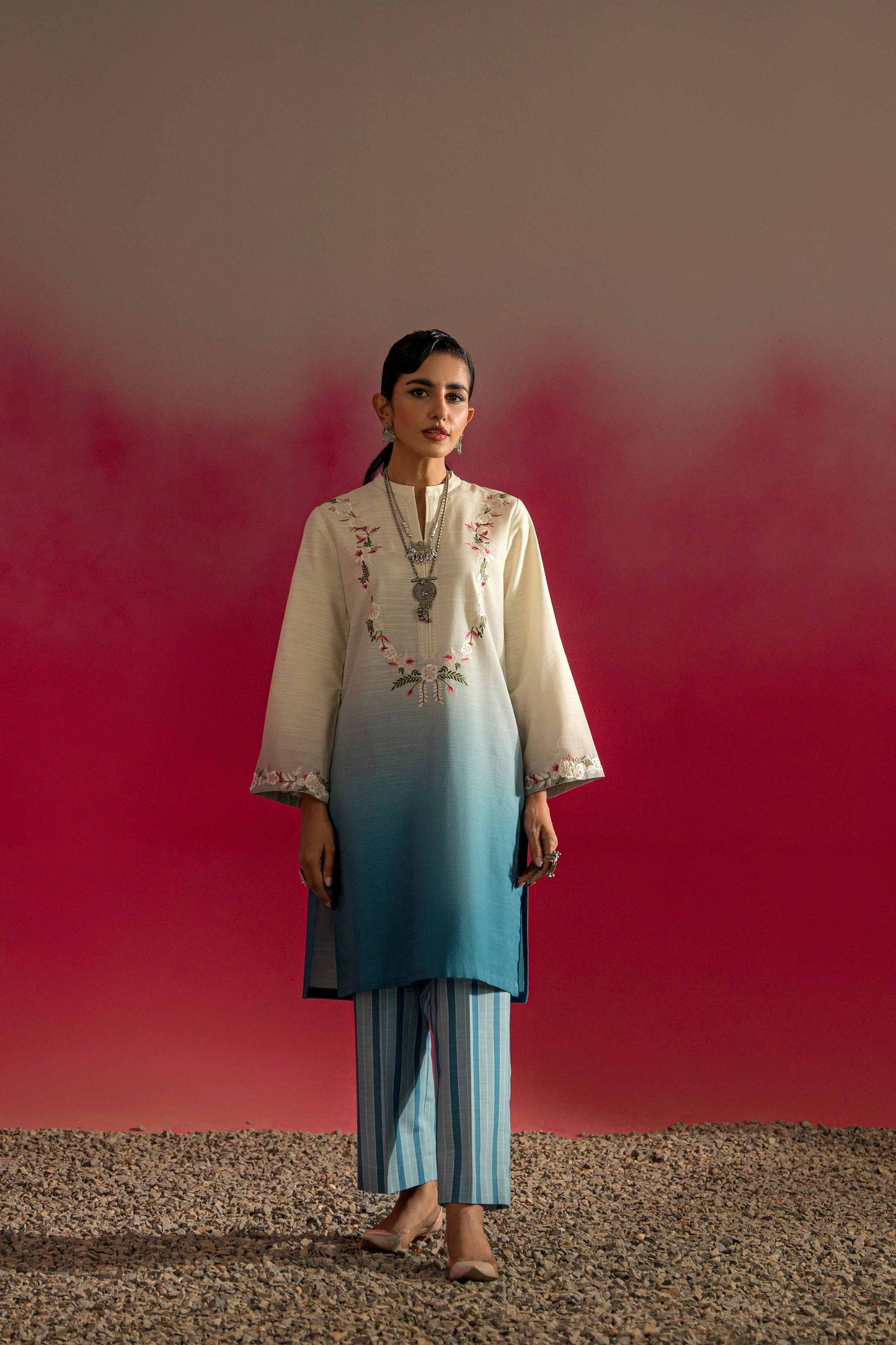 Nishat Linen - 2 Piece - Printed Embroidered Suit - PW23-193