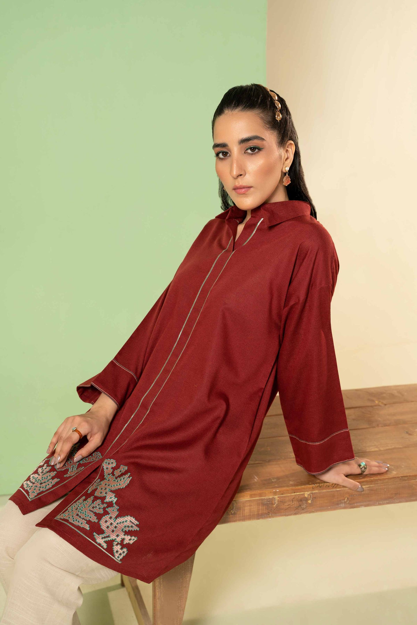 Nishat Linen - Embroidered Shirt - PW23-216