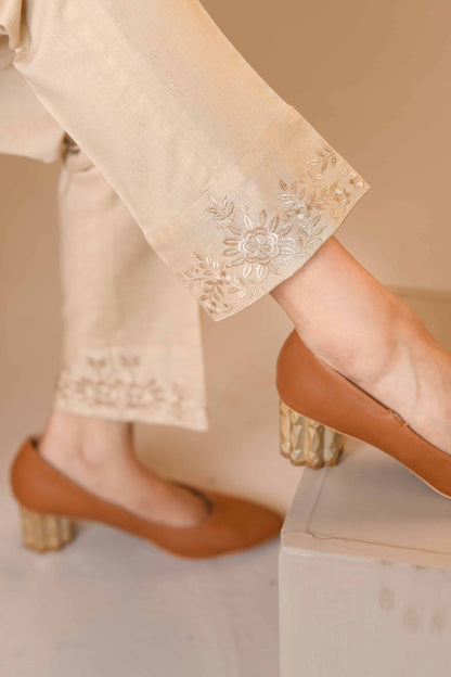 Nishat Linen - Embroidered Trousers - PW23-257