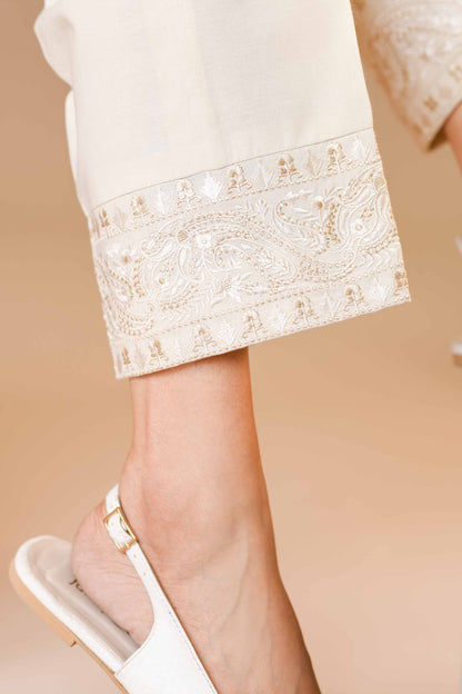 Nishat Linen - Embroidered Trousers - PW23-270
