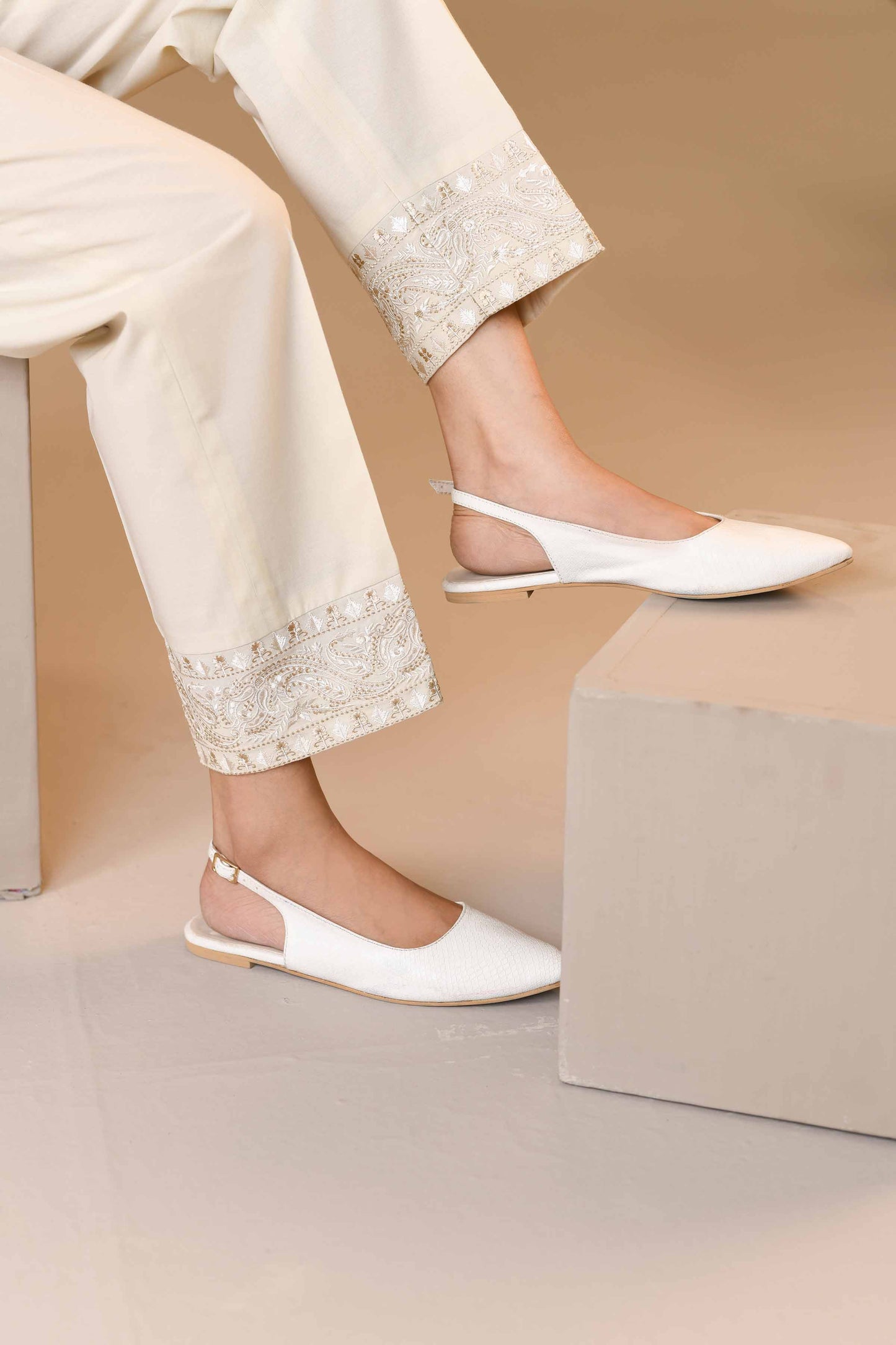 Nishat Linen - Embroidered Trousers - PW23-270