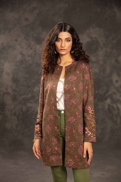 Nishat Linen - Printed Embroidered Jacket - PW23-284