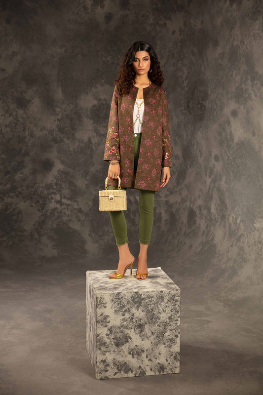 Nishat Linen - Printed Embroidered Jacket - PW23-284