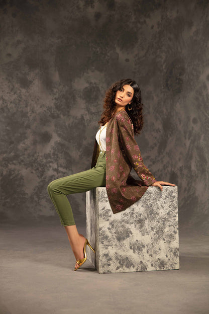 Nishat Linen - Printed Embroidered Jacket - PW23-284