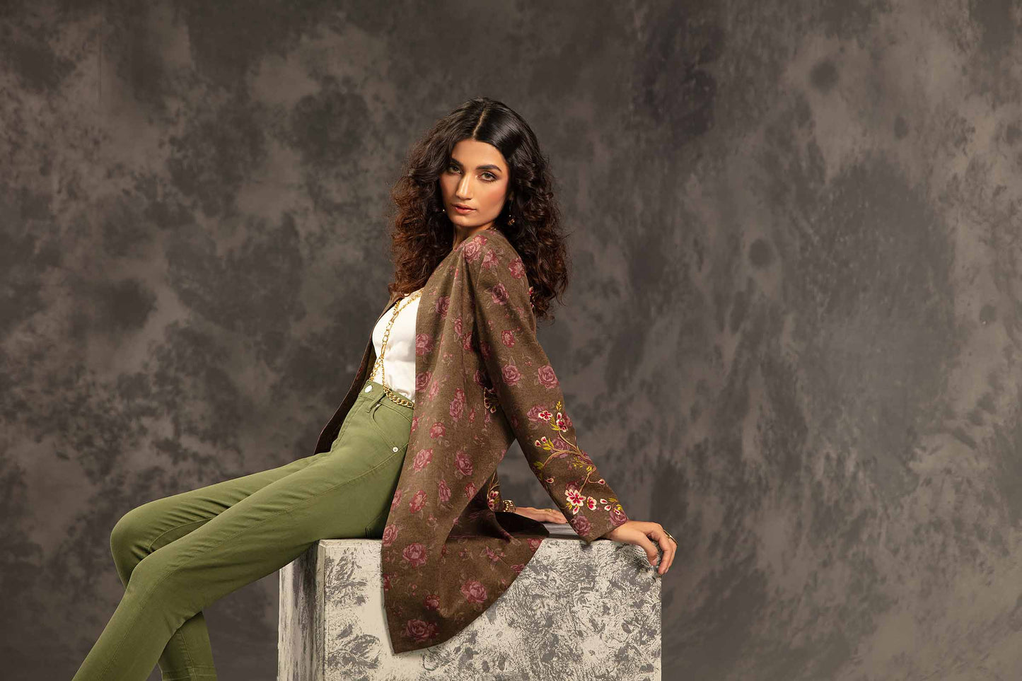 Nishat Linen - Printed Embroidered Jacket - PW23-284