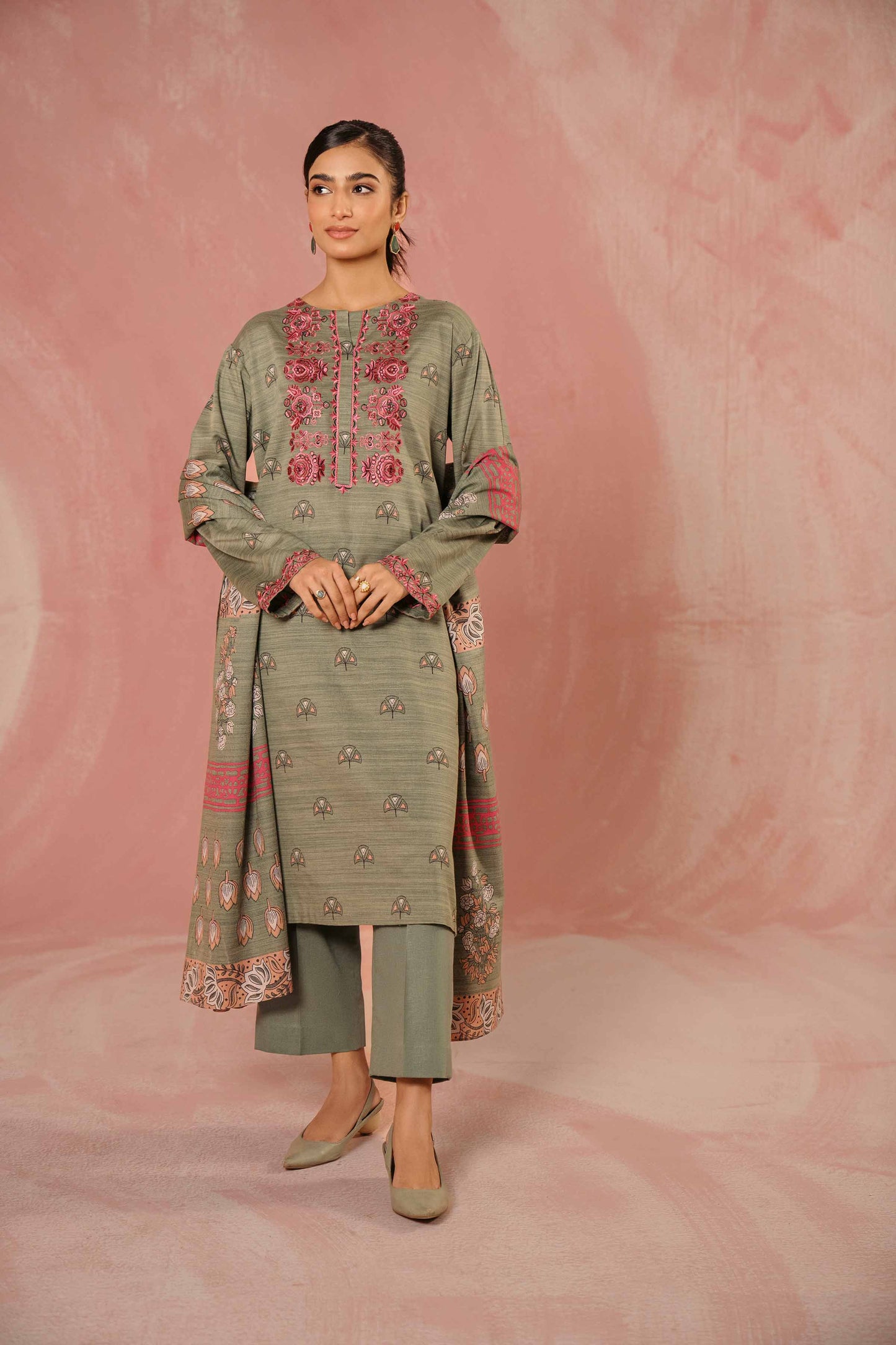 Nishat Linen - 3 Piece - Printed Embroidered Suit - PW23-298