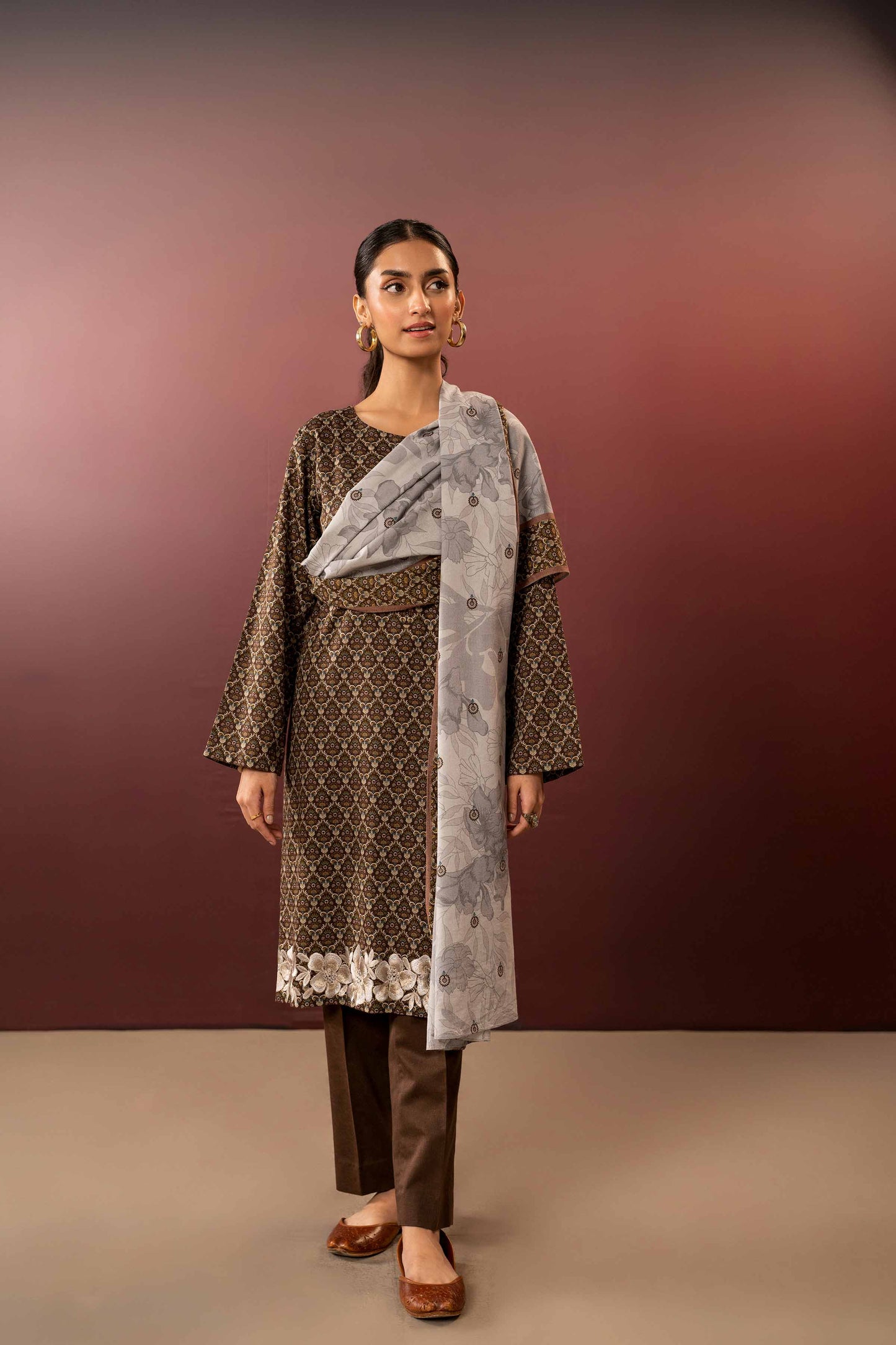 Nishat Linen - 3 Piece - Printed Embroidered Suit - PW23-301