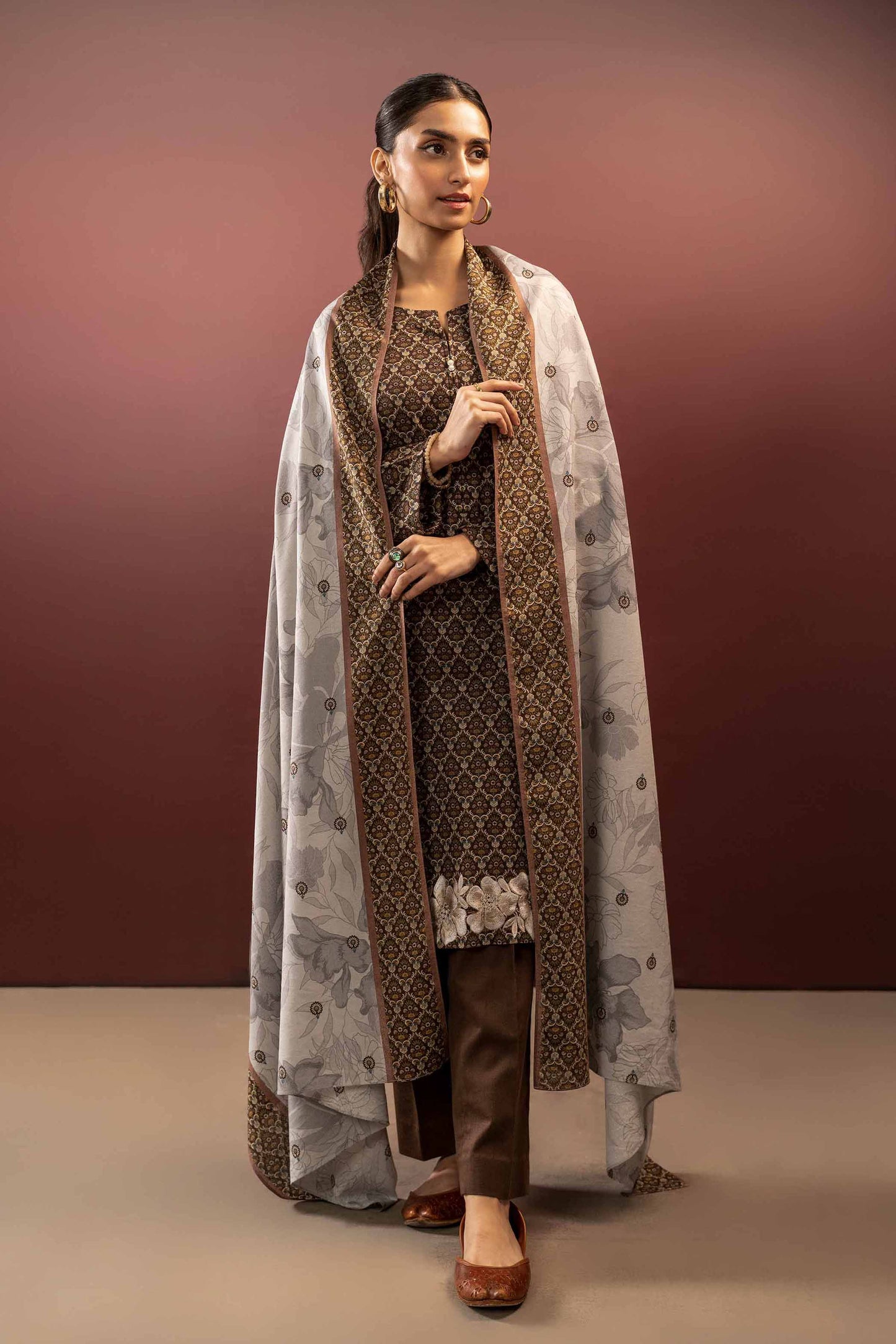 Nishat Linen - 3 Piece - Printed Embroidered Suit - PW23-301