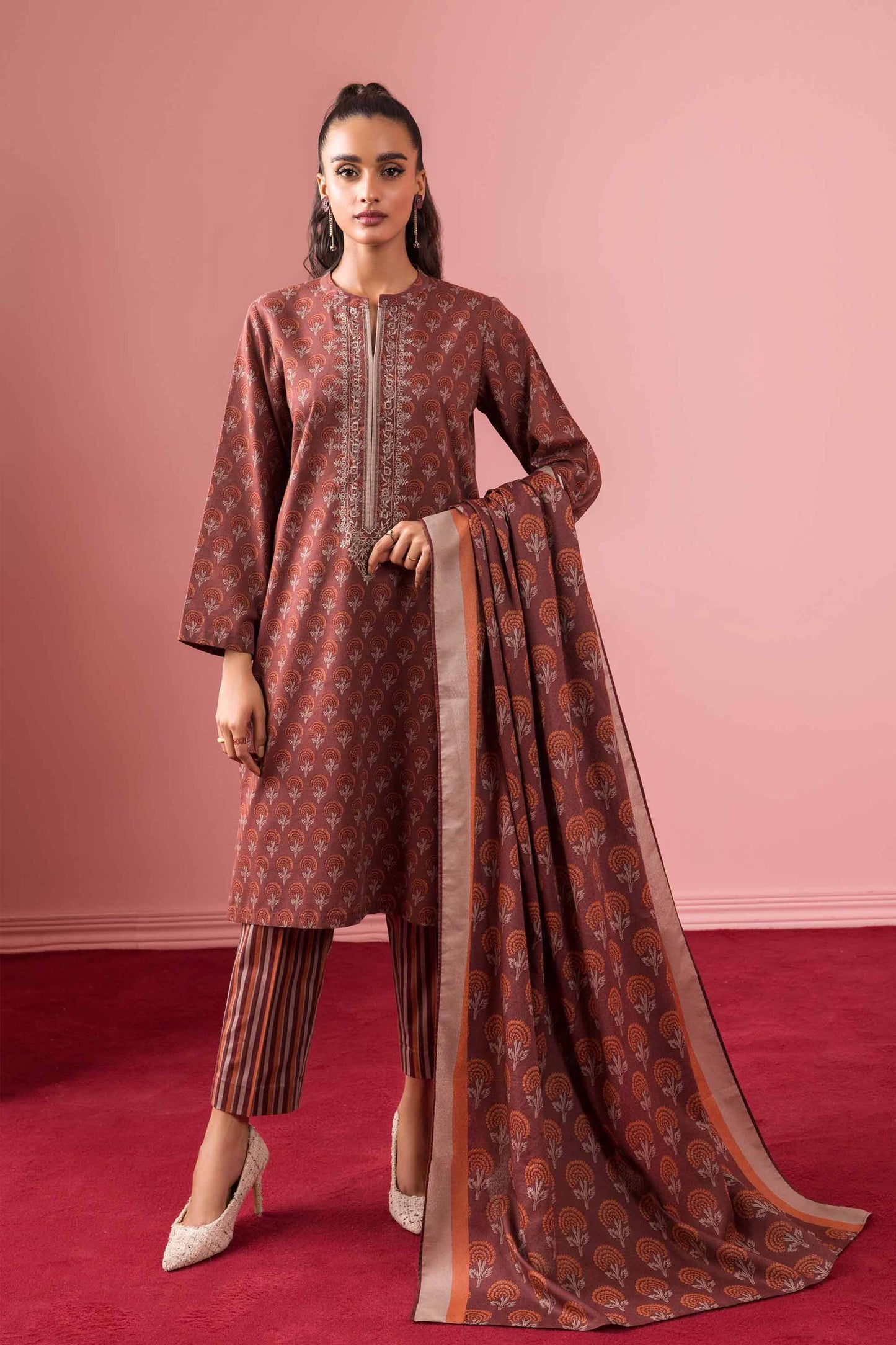 Nishat Linen - 3 Piece - Printed Embroidered Suit - PW23-341