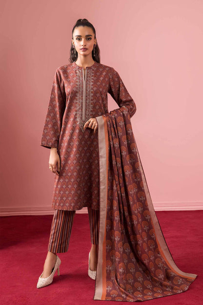 Nishat Linen - 3 Piece - Printed Embroidered Suit - PW23-341