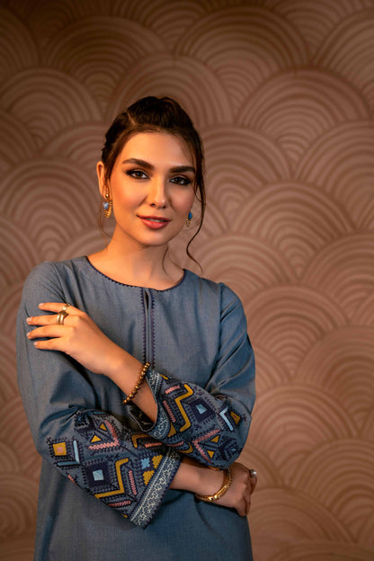 Nishat Linen - 2 Piece - Embroidered Suit - PW23-49
