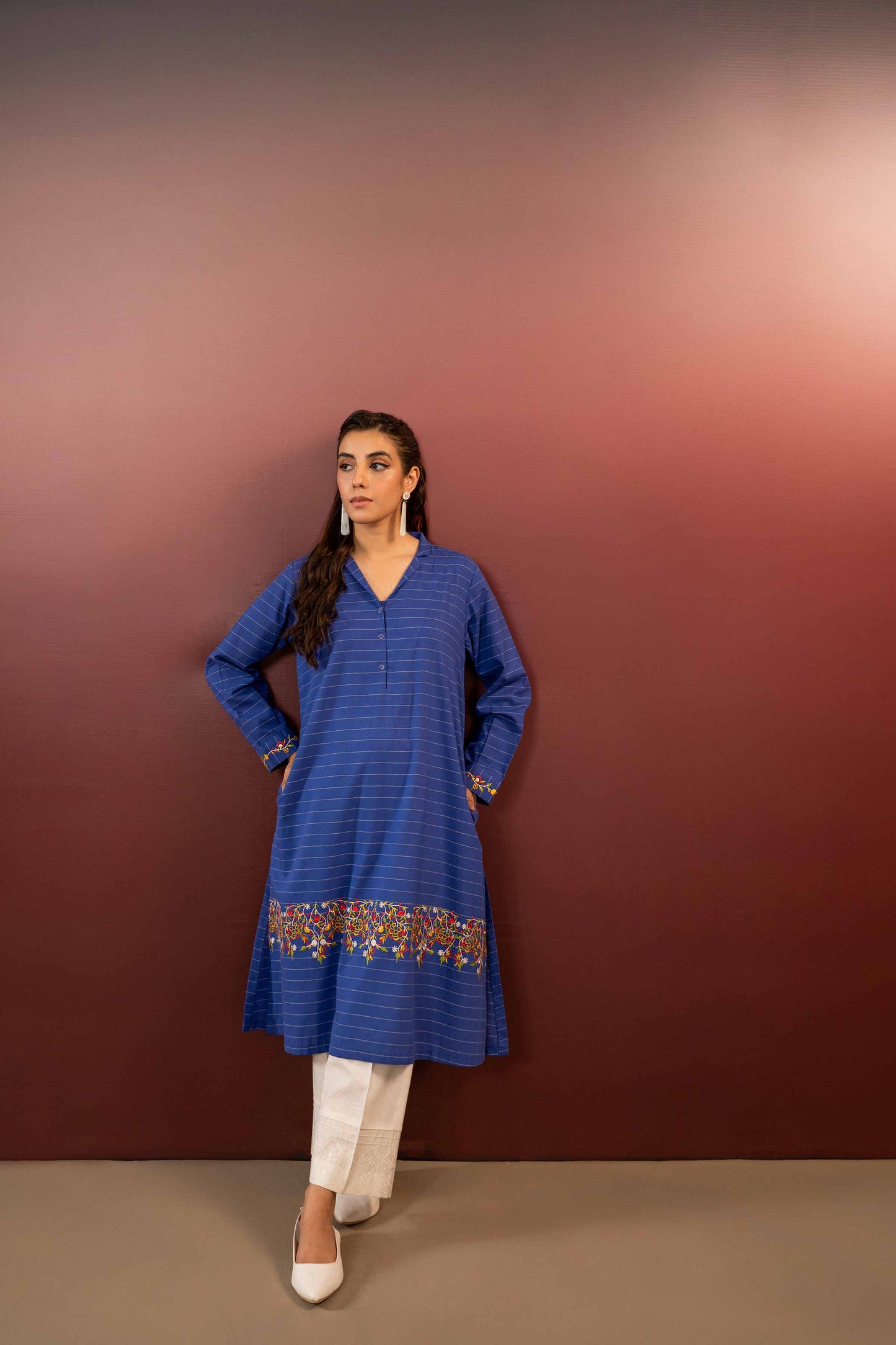 Nishat Linen - Embroidered Shirt - PW23-68