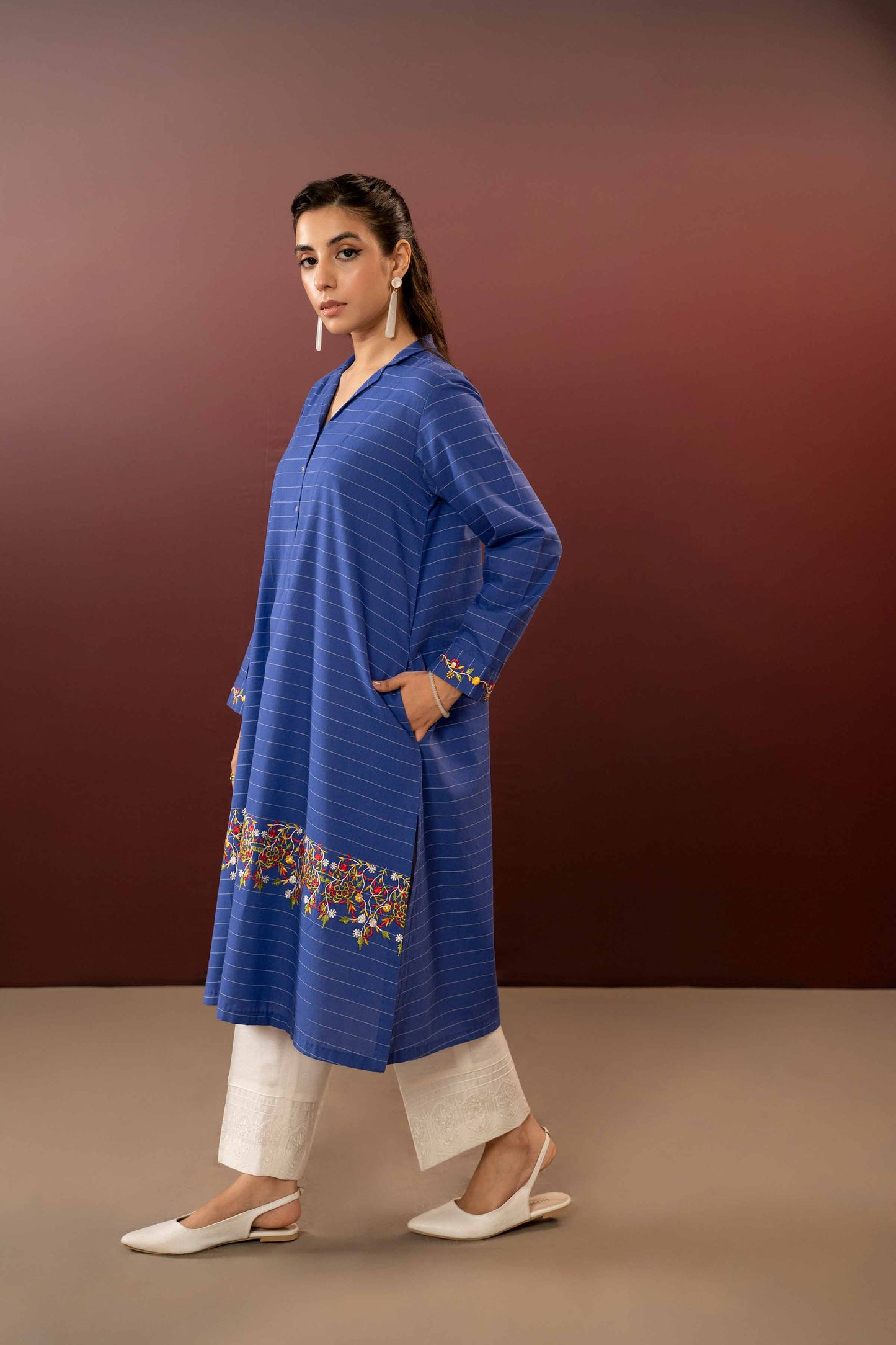 Nishat Linen - Embroidered Shirt - PW23-68