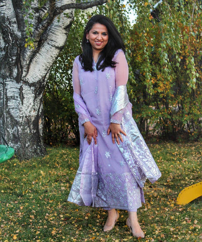 Sapphire - 3 Piece - Embroidered Organza Suit