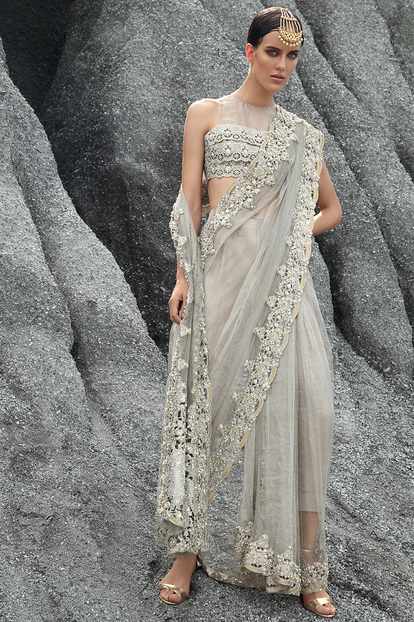 Embellished Zari Net Sari