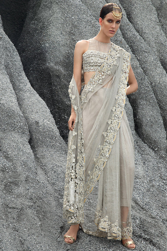 Embellished Zari Net Sari