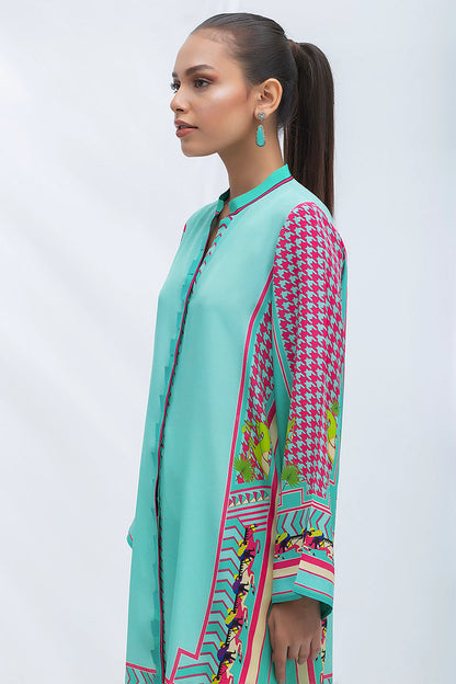 Turqouise Crepe Digital Print Kurta