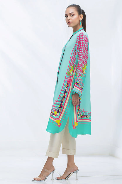 Turqouise Crepe Digital Print Kurta