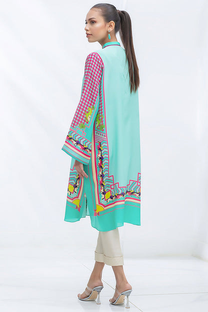 Turqouise Crepe Digital Print Kurta