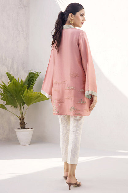 Peony Embroidered Raw Silk Kurta